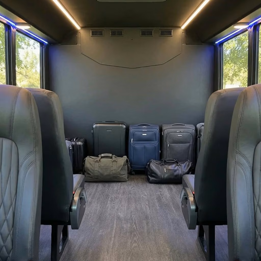 south bend 20 passenger minibus luggage area