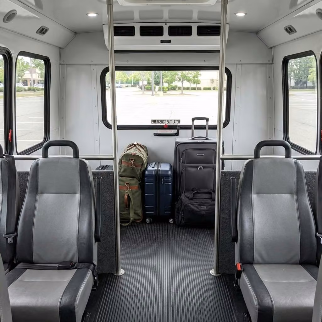south bend 30 passenger minibus luggage area