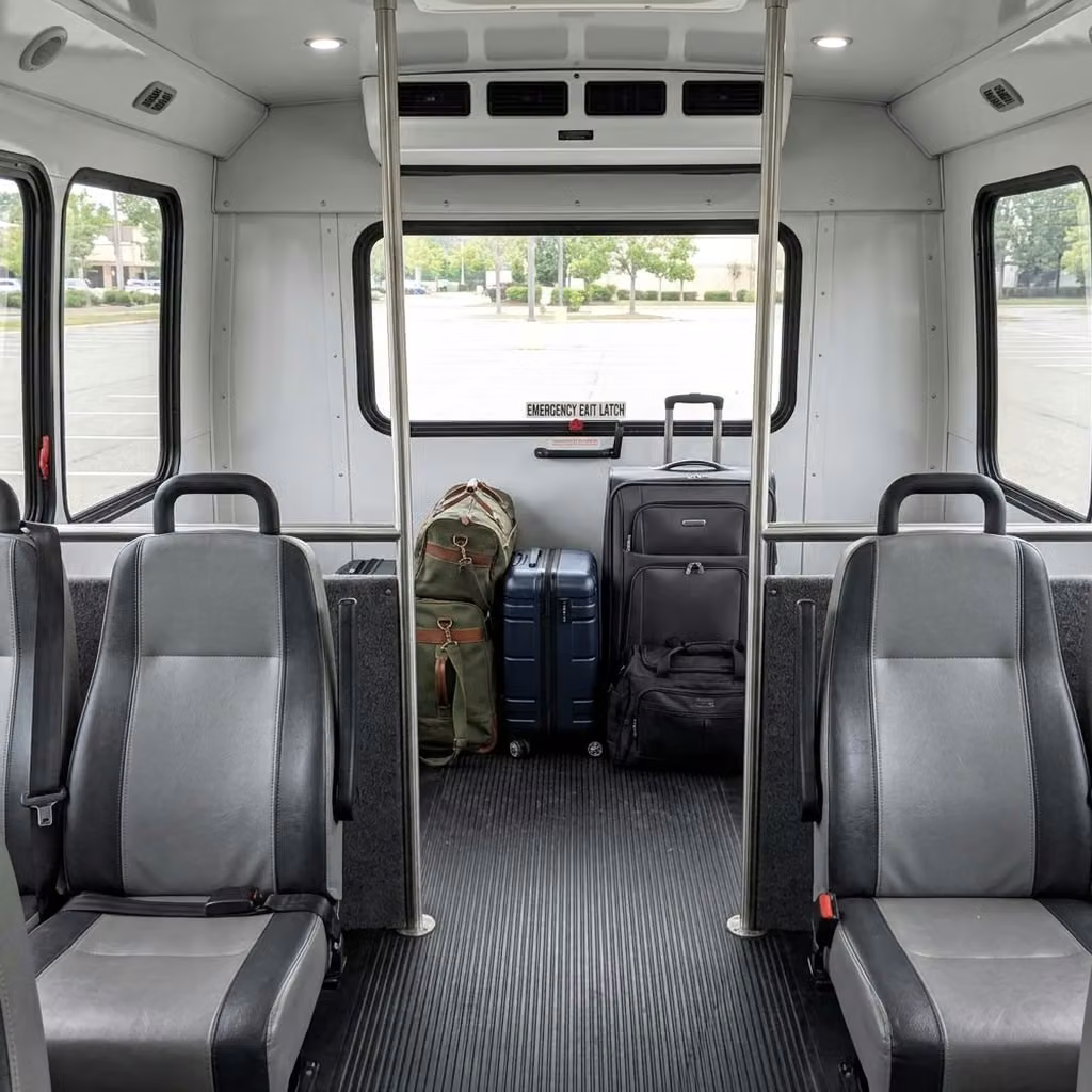 south bend 35 passenger minibus luggage area