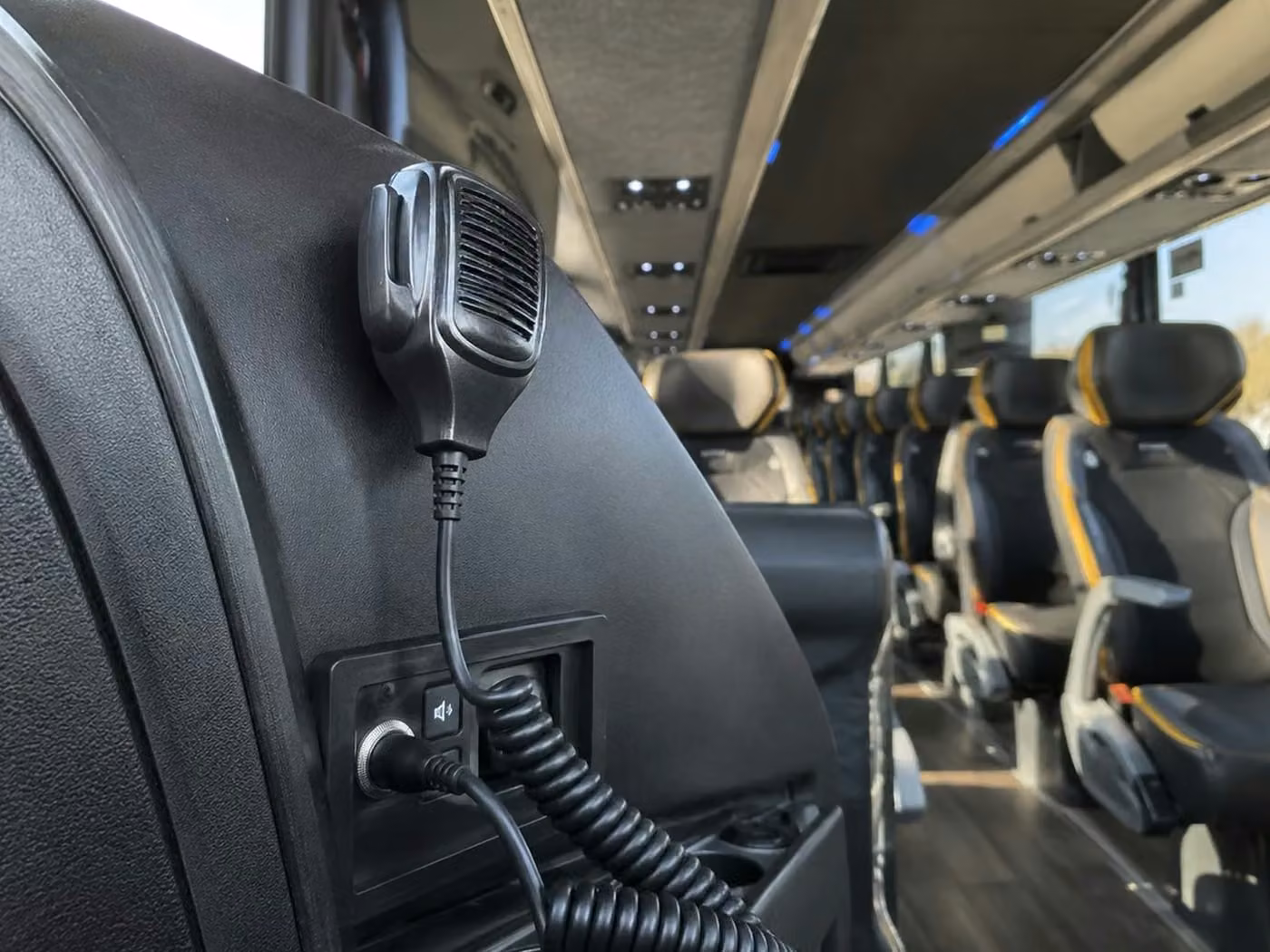 south bend 56 passenger charter bus pa system