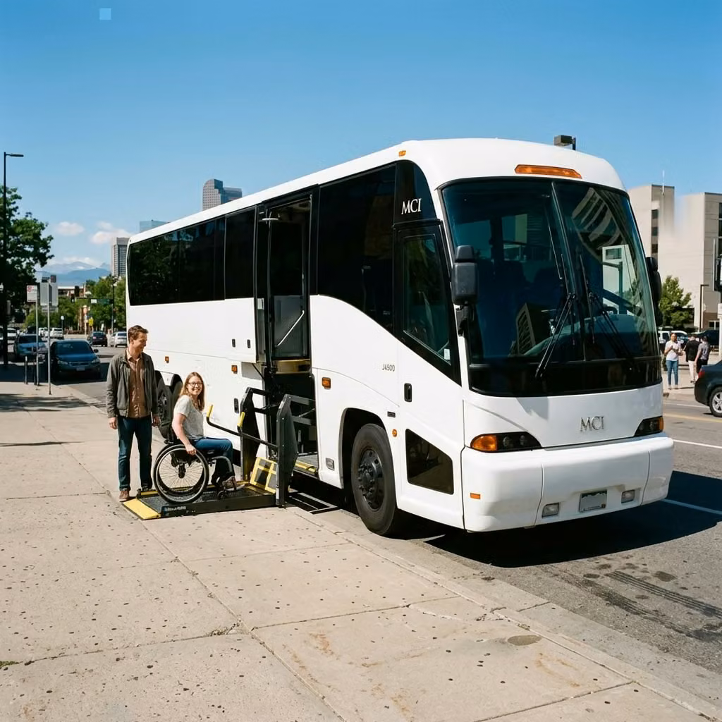 south bend 56 passenger charter bus wheelchair lift