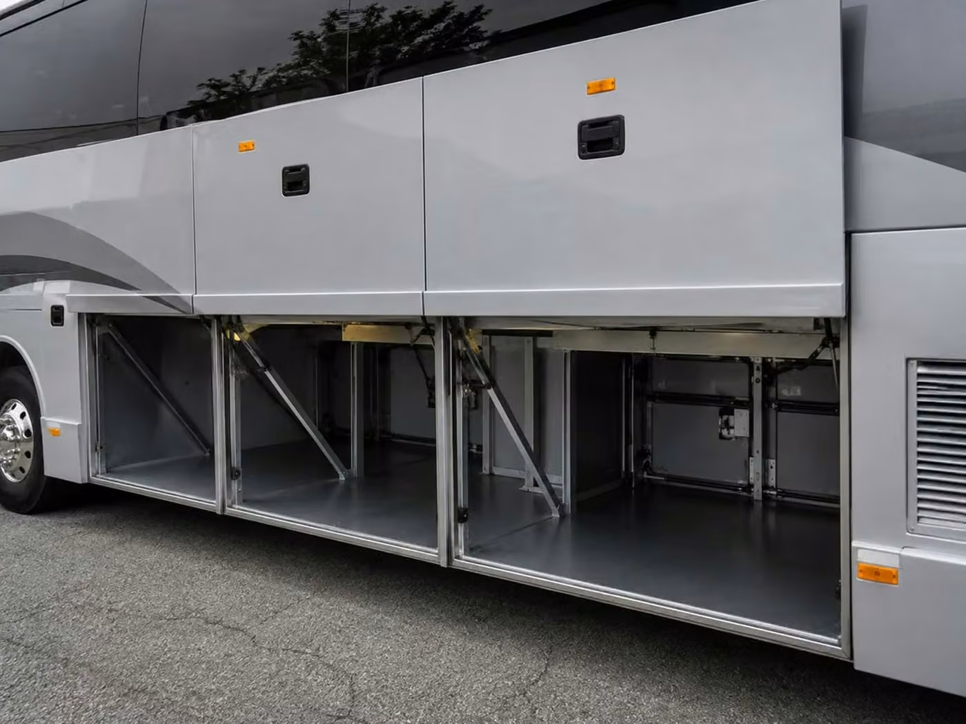 south bend charter bus under bus storage