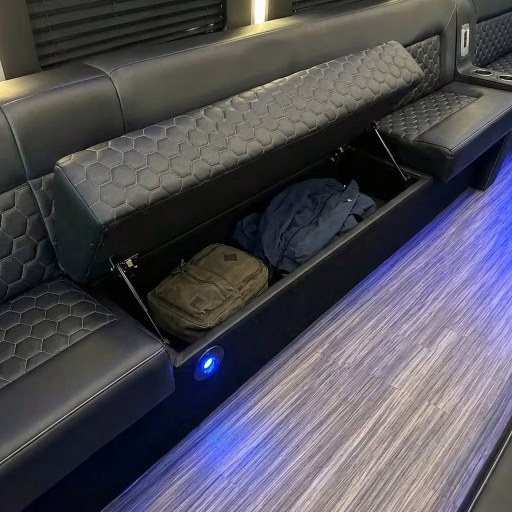 south bend party bus under seat storage