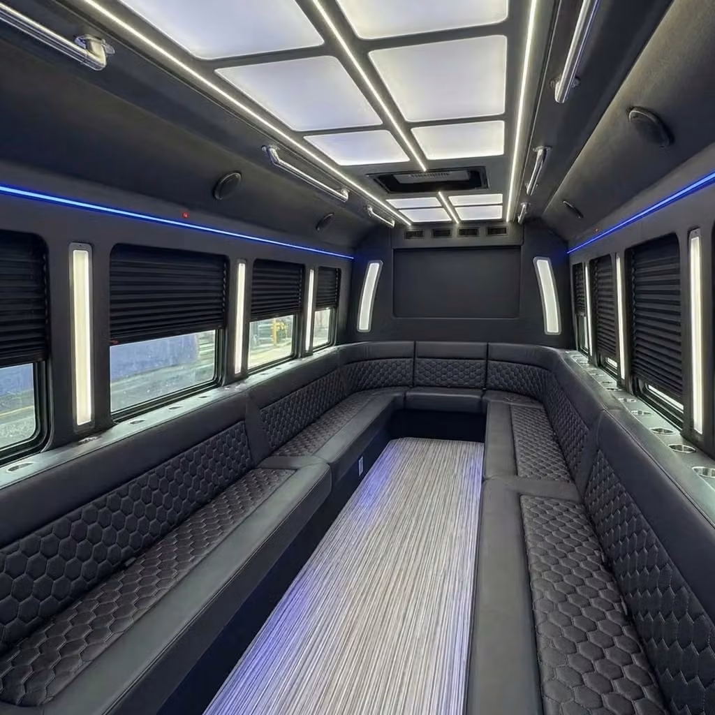 south bend party bus wraparound seating