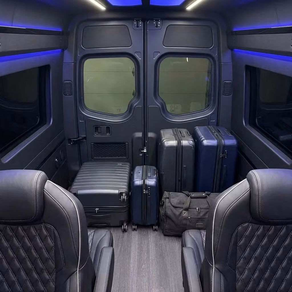 south bend sprinter van rental with driver luggage area